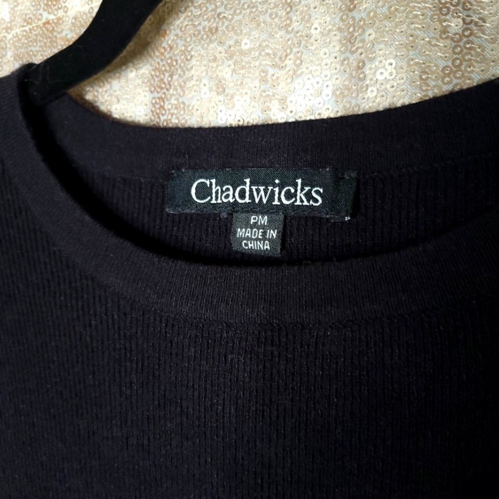 Chadwick's EUC PM Supremely Soft Mini Rib Sweater with Long Sleeves - Black - Picture 5 of 9